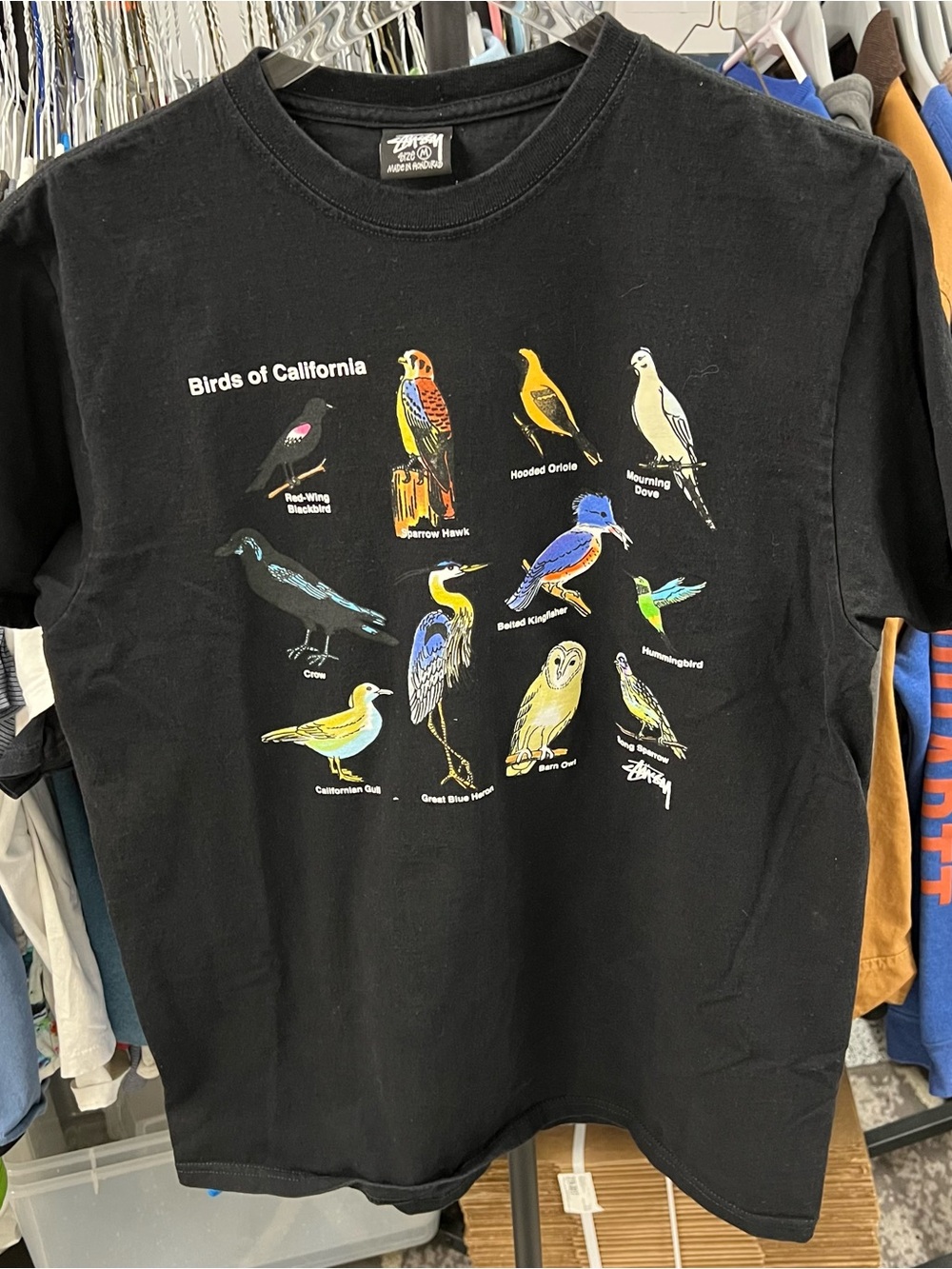 Stussy California Birds Tee/ Black/ Size: M Skate Nature